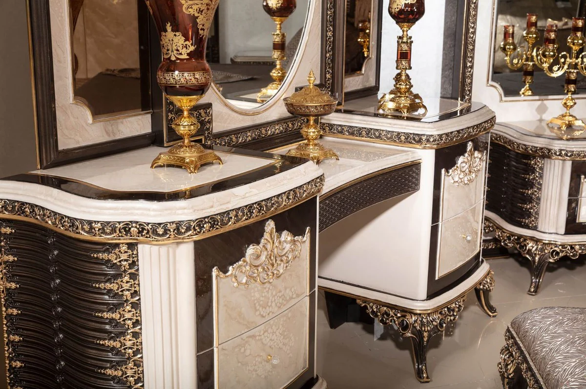 Luxury baroque dressing table with mirror and stool