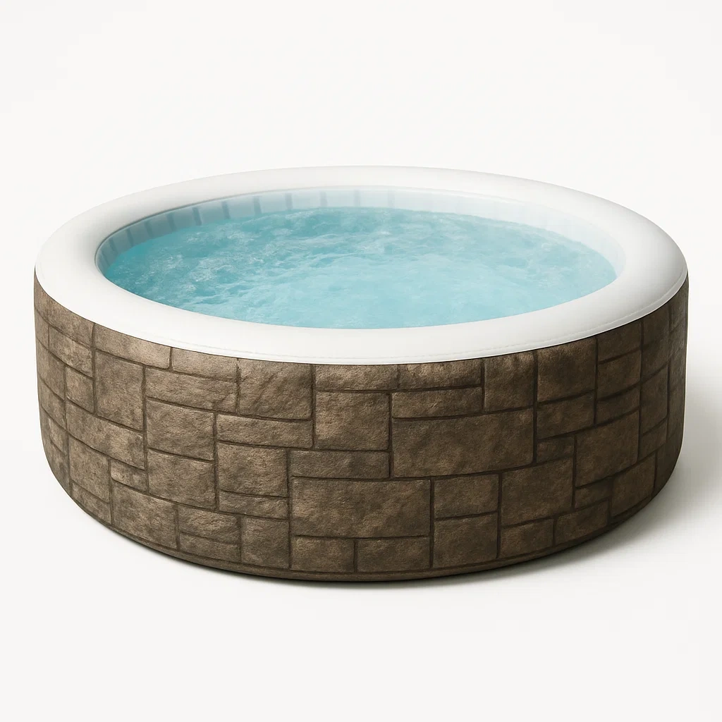 Aufblasbare Whirlpools, 150 x 150 x 71 cm, 4 Personen, rund, Farbe: Stein/Weiß, OqdGObk330ZG