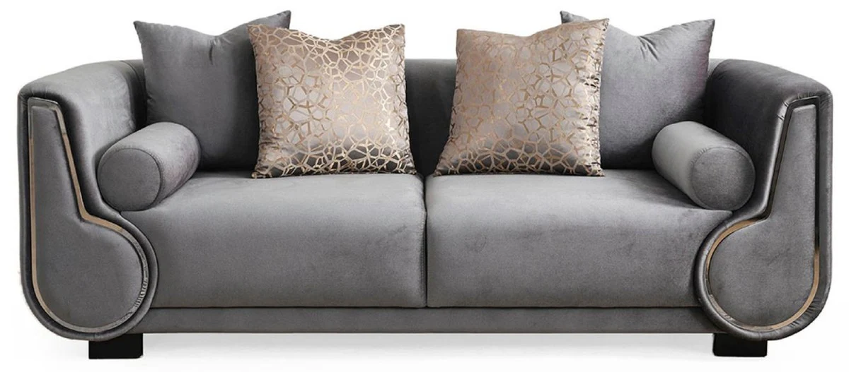 Luxury 3 Seater Sofa Gray / Silver / Black - Elegant Living Room Sofa - Luxury Living Room Furniture - Luxury Collection