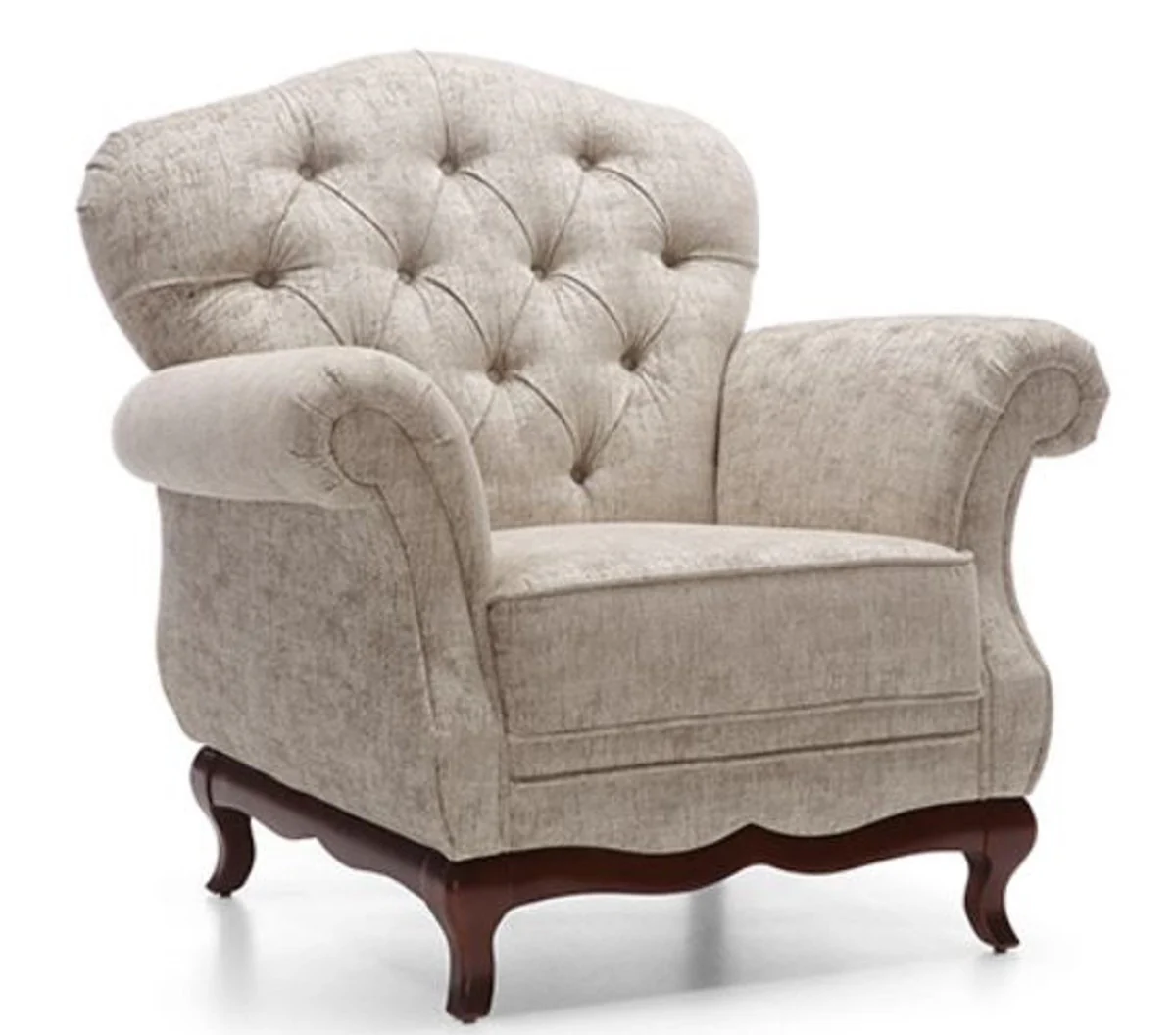 Luxury Art Deco Chesterfield living room armchair greige / dark brown 99 x 90 x H. 98 cm - living room furniture