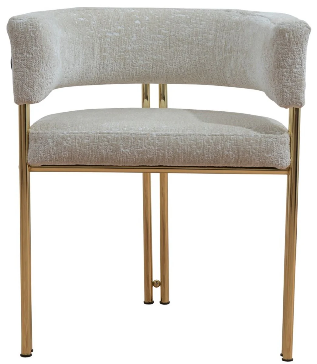 Luxury dining room chair set of 6 with armrests gray / gold H. 74 cm