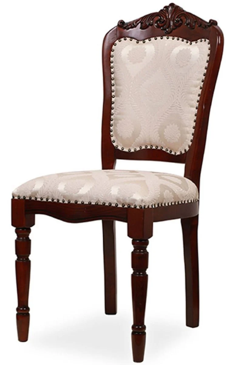 Luxury Baroque Dining Room Chair Gold / Beige / Dark Brown H. 104 cm - Baroque Dining Room Furniture