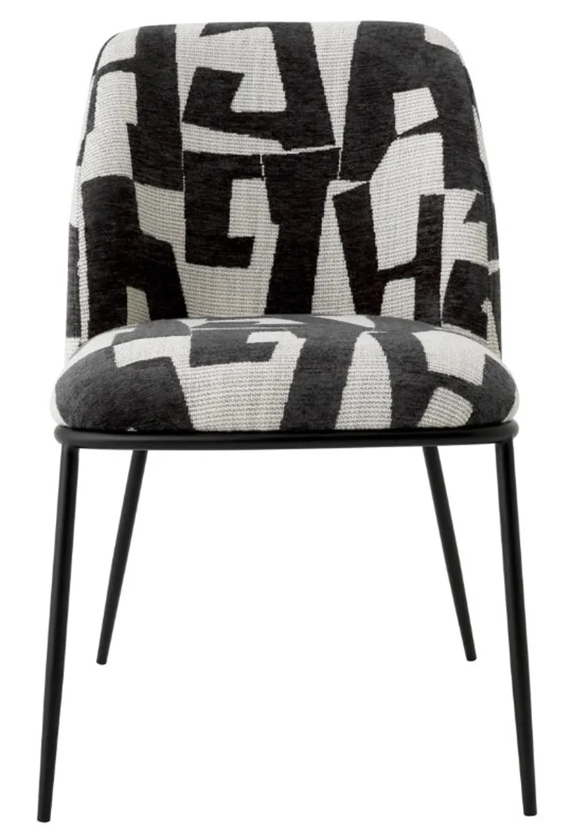 Luxury dining chair black / white W. 50 cm x D. 60 cm x H. 83 cm - Hotel Furniture