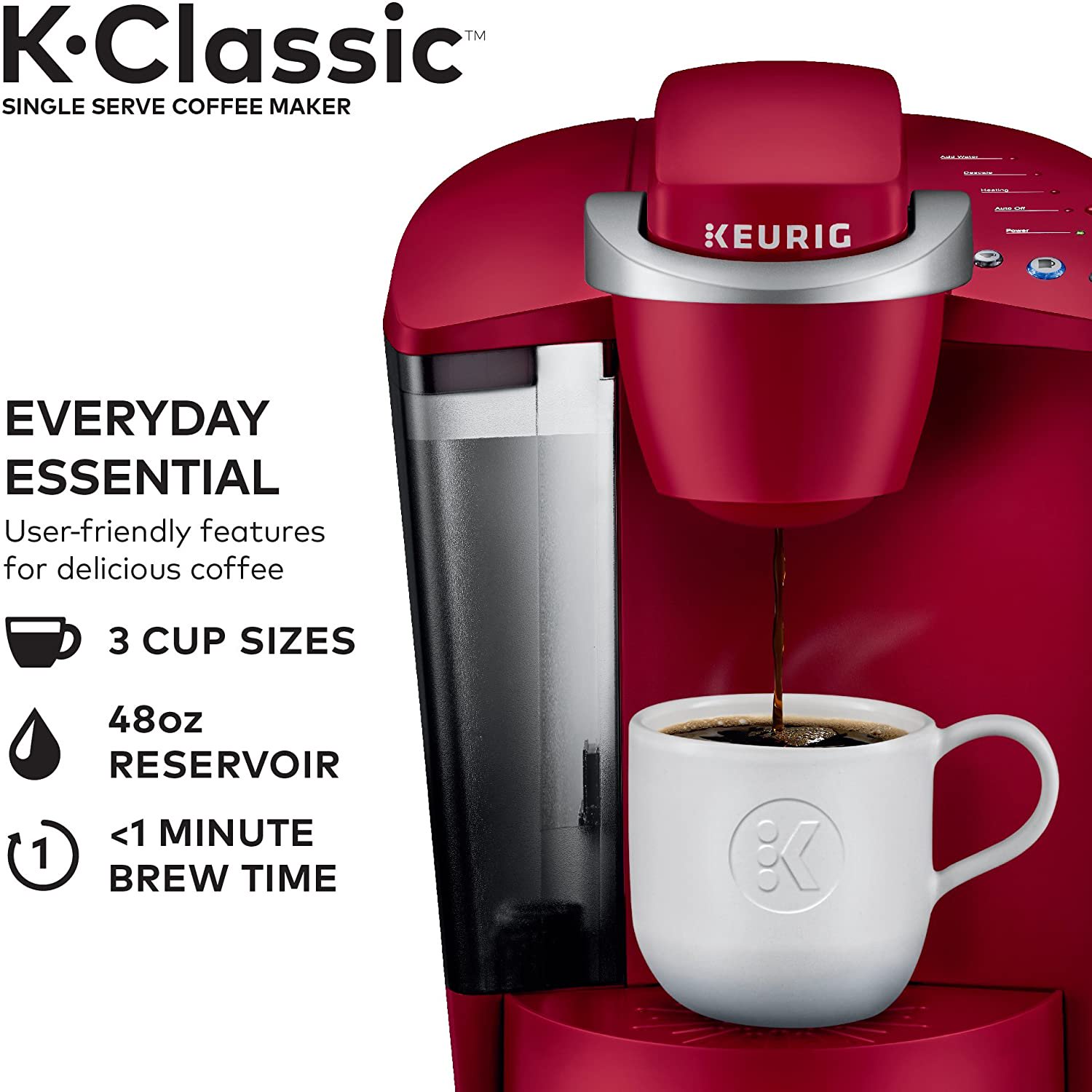 Keurig K-Klassischer Kaffeebauer, Single Serve K-Cup Pod Kaffeebrauer, 6 bis 10 Unzen Brew Größen, Rhubarb