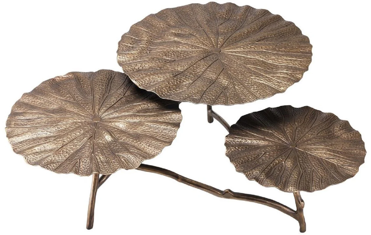 Designer coffee table antique brass H. 37 cm - aluminum living room table with 3 table tops - luxury living room furniture