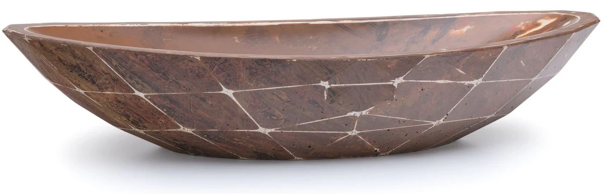 Luxury washbasin bowl brown / white 60.9 x 29.7 x H. 11.9 cm - Handmade concrete washbasin - Bathroom accessories - Luxury bathroom accessories