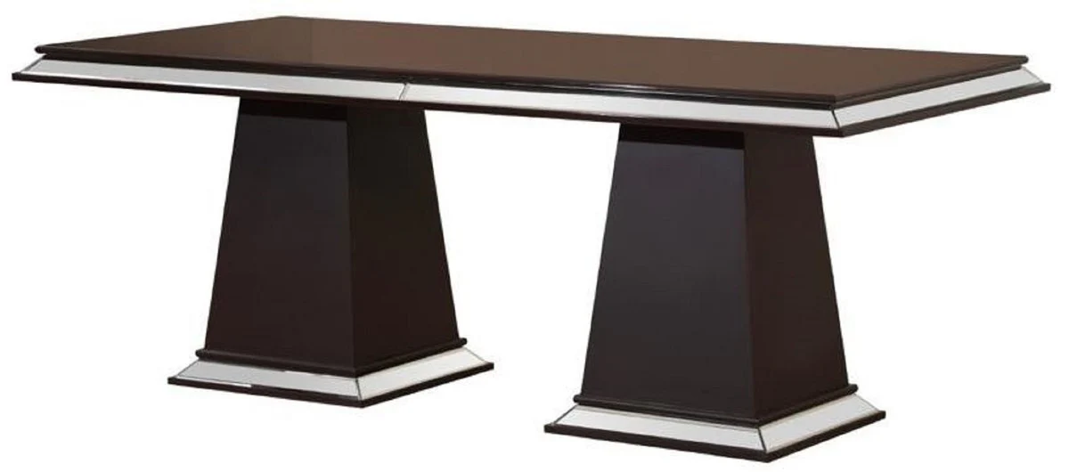 Luxury dining table dark brown 200 x 100 x H. 79 cm - Mirrored solid wood kitchen table - Dining room furniture - Luxury furniture - Luxury furnishings