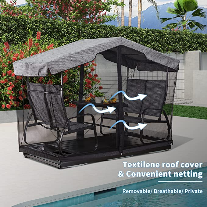 PURPLE LEAF Outdoor Glider Bänke für außen Veranda Patio Yard Retro Metall Glider Stuhl im Freien