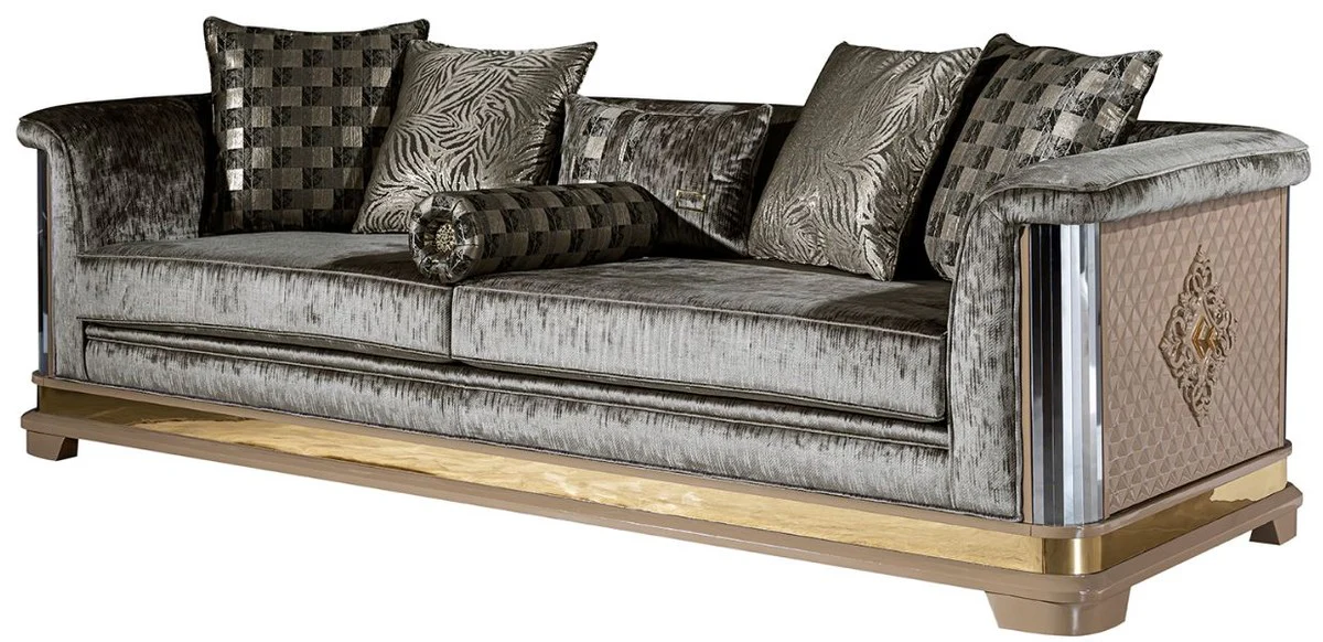 Luxury Art Deco Living Room Set Silver / Black / Beige / Gold - 2 Sofas & 2 Armchairs & 1 Coffee Table - Art Deco Living Room Furniture