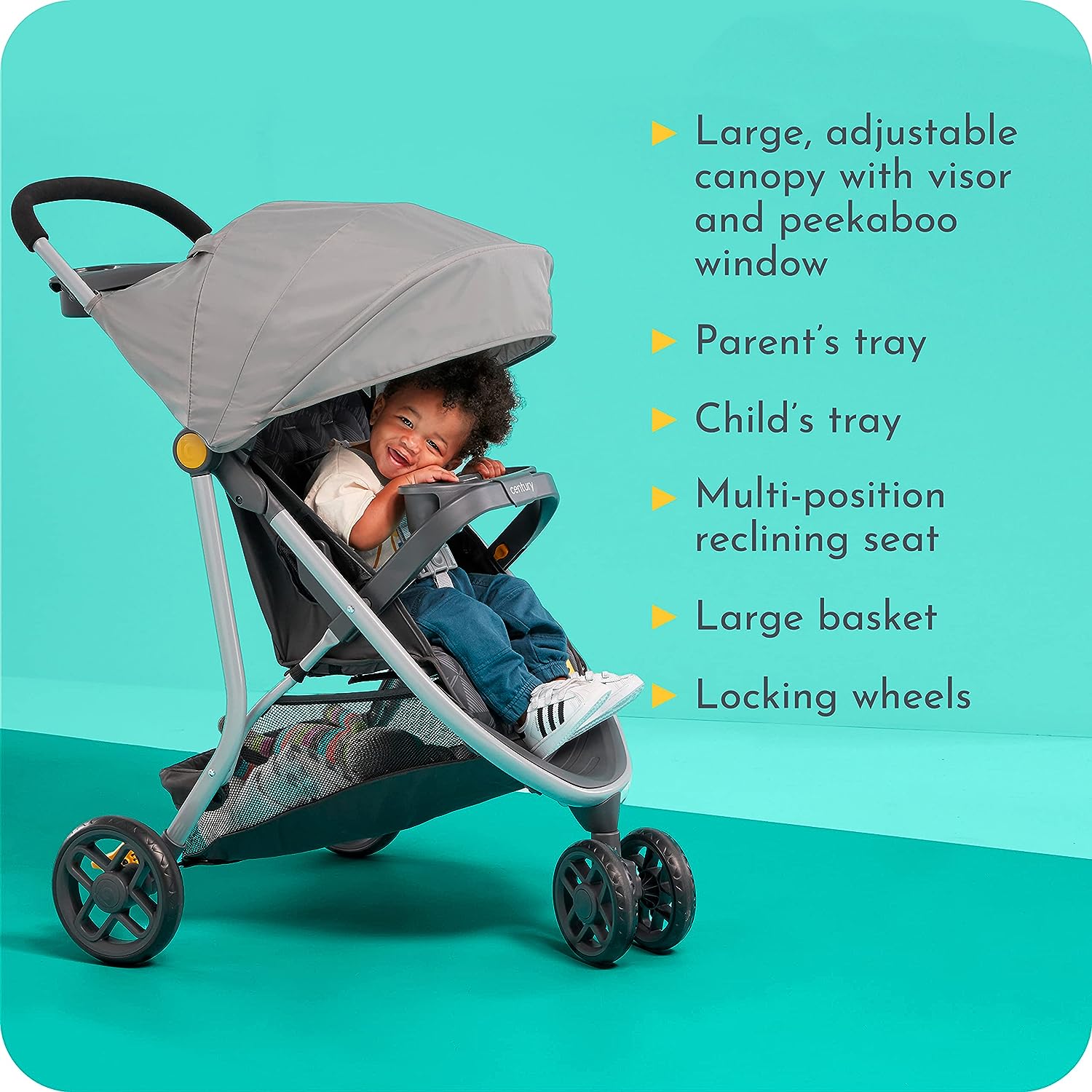 Century Stroll Auf 3-Wheel 2-in-1 Leichtes Reisesystem ? Infant Car Seat und Stroller Combo, Metro
