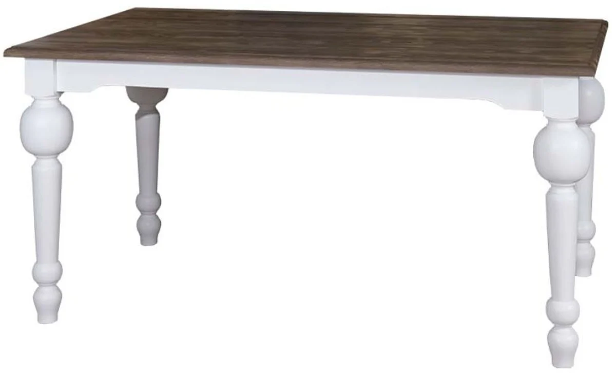 Country house style dining table white / natural colors 210 x 90 x H. 75 cm - country house style dining room furniture