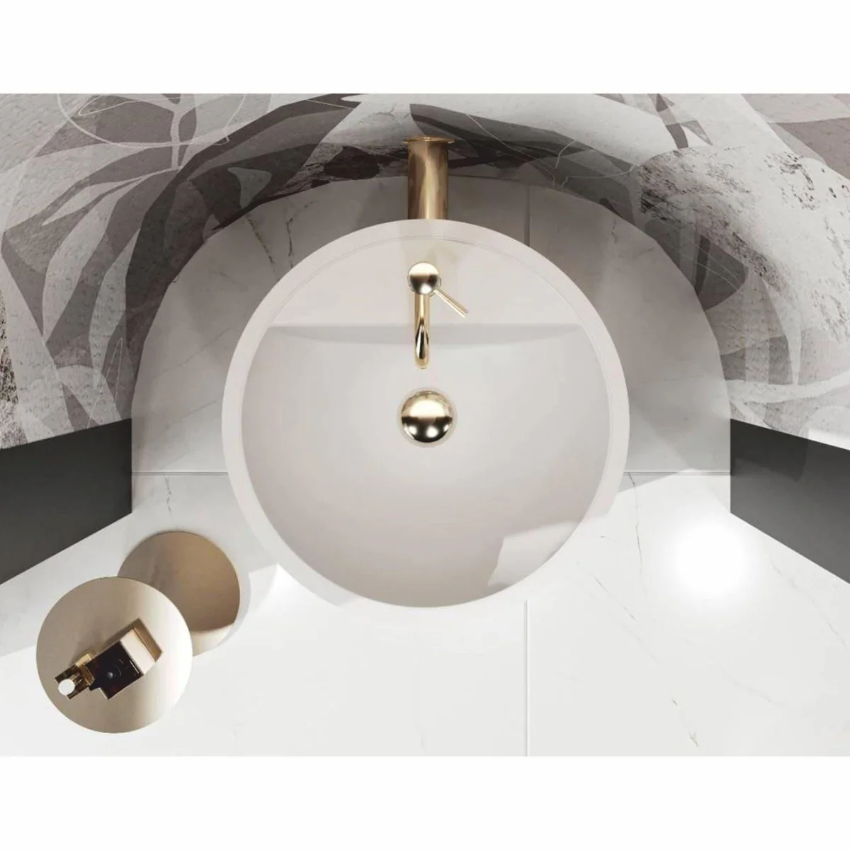 Luxury pedestal washbasin white Ø 46 x H. 88 cm - bathroom accessories