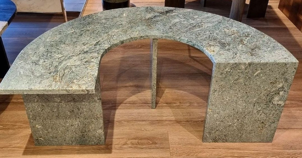 Luxury coffee table gray 100 x H. 40 cm - Curved marble living room table - Living room furniture - Luxury furniture - Marble furniture - Luxury furnishings - Living room furnishings