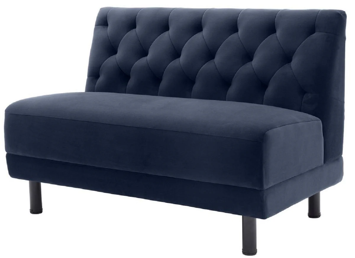 Luxury Chesterfield couch midnight blue / black 121 x 75 x H. 85 cm - living room sofa with elegant velvet fabric - luxury collection