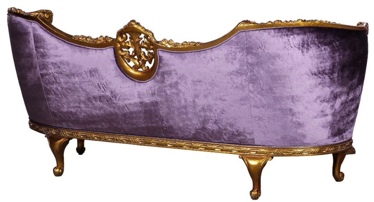 Luxury Baroque Velvet Sofa Purple / Gold - Elegant Handmade Living Room Sofa in Baroque Style - Magnificent Baroque Living Room Furniture