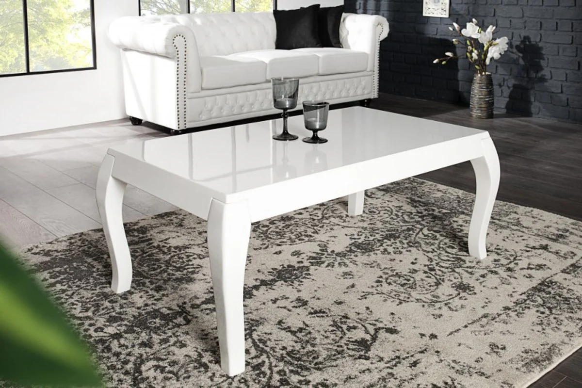 Side table white - high gloss (110x45x60cm) coffee table living room table