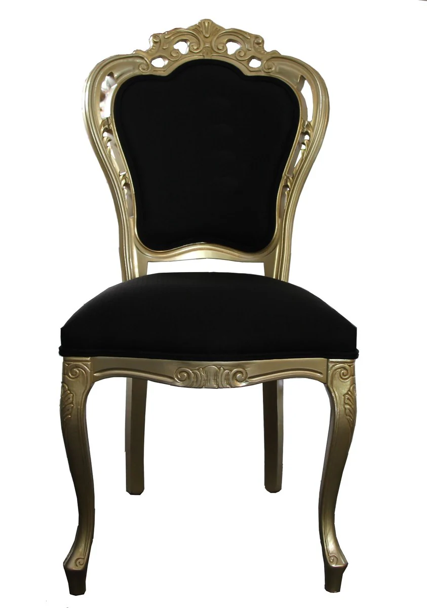 Luxury Baroque Dining Room Chair Black / Gold - Designer Chair - Luxury Quality