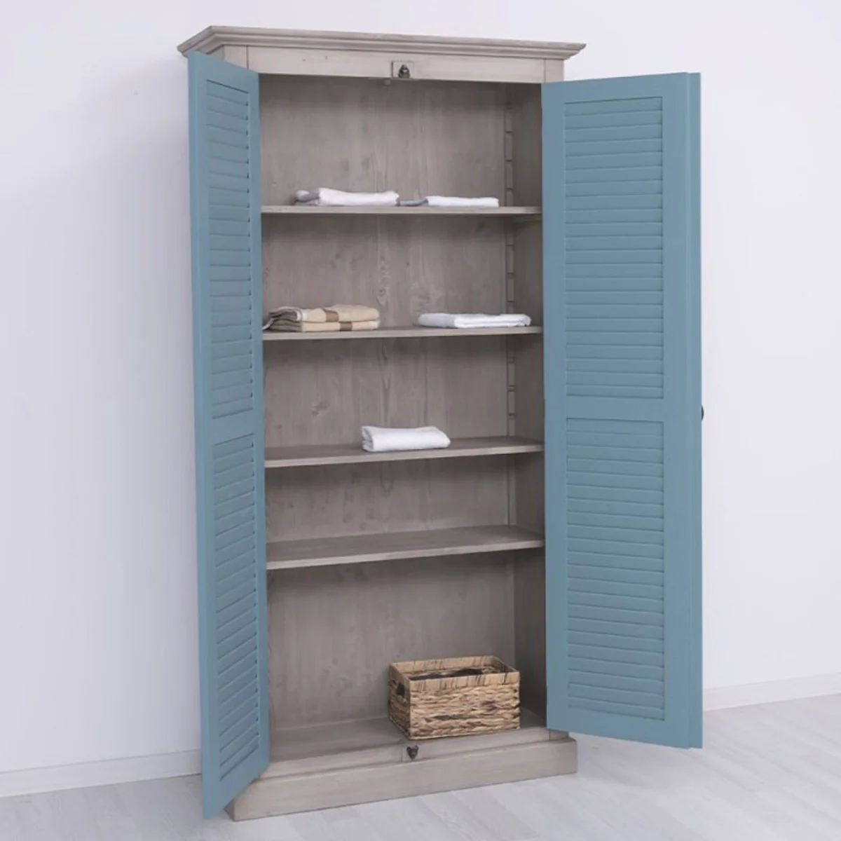 Country Style Bedroom Cabinet Gray / Blue 109 cm - Bedroom Furniture