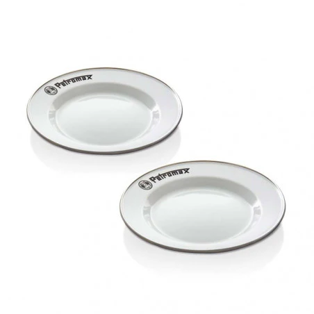 Petromax Enamel Teller Set - Pack of 2 white enamel plates