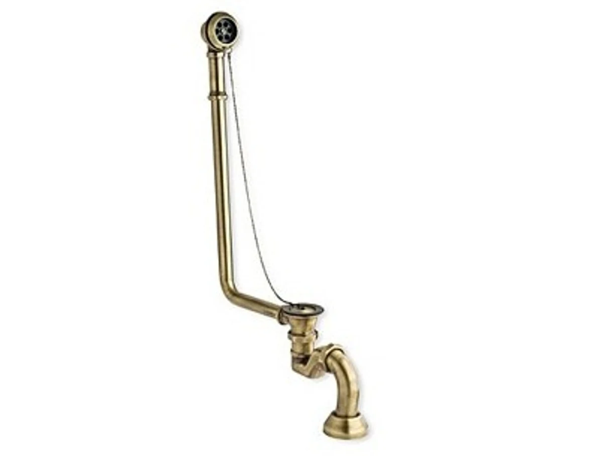 Drain and overflow system including siphon for nostalgic bathtub Sicilia, Toscane, San Sebastian, Roma - old gold