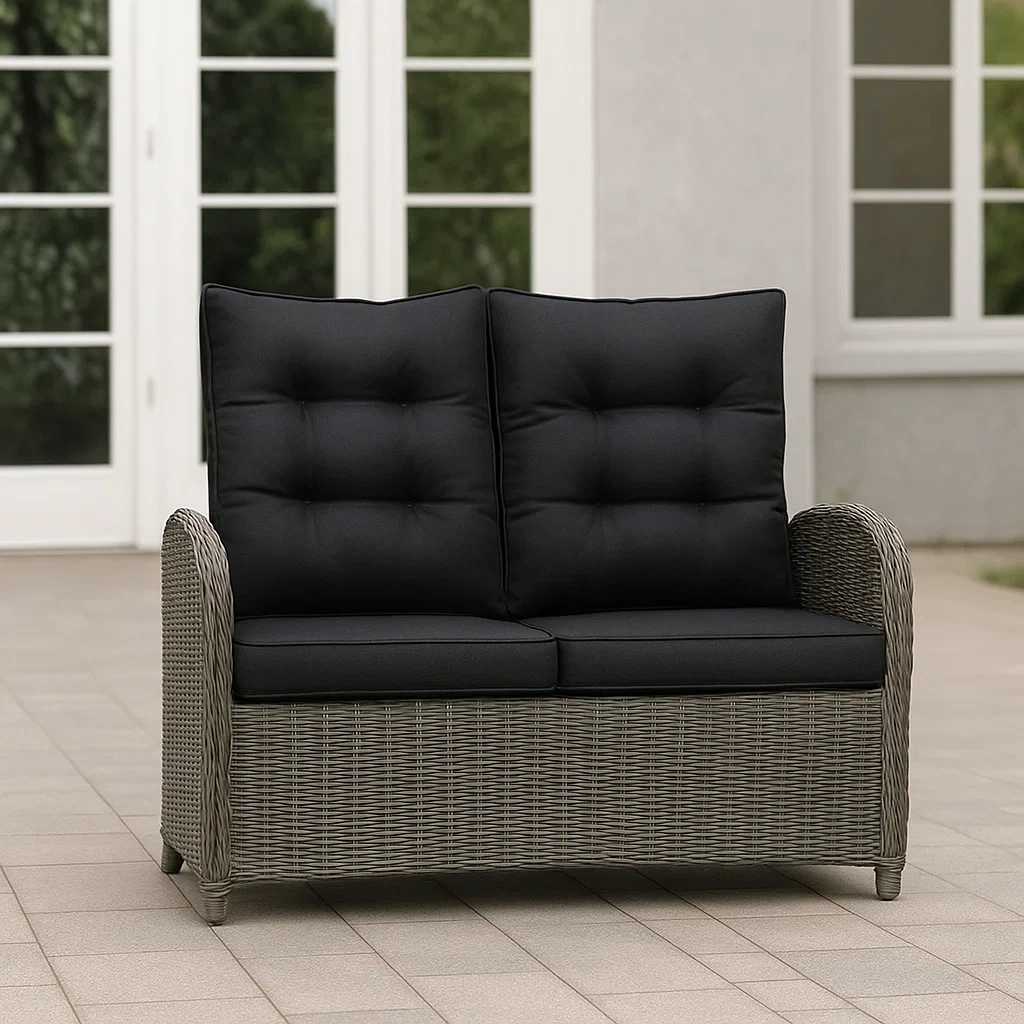 Gartensofa, schwarz, Aluminium, für Garten oder Terrasse, 122 x 71 x 102 cm
