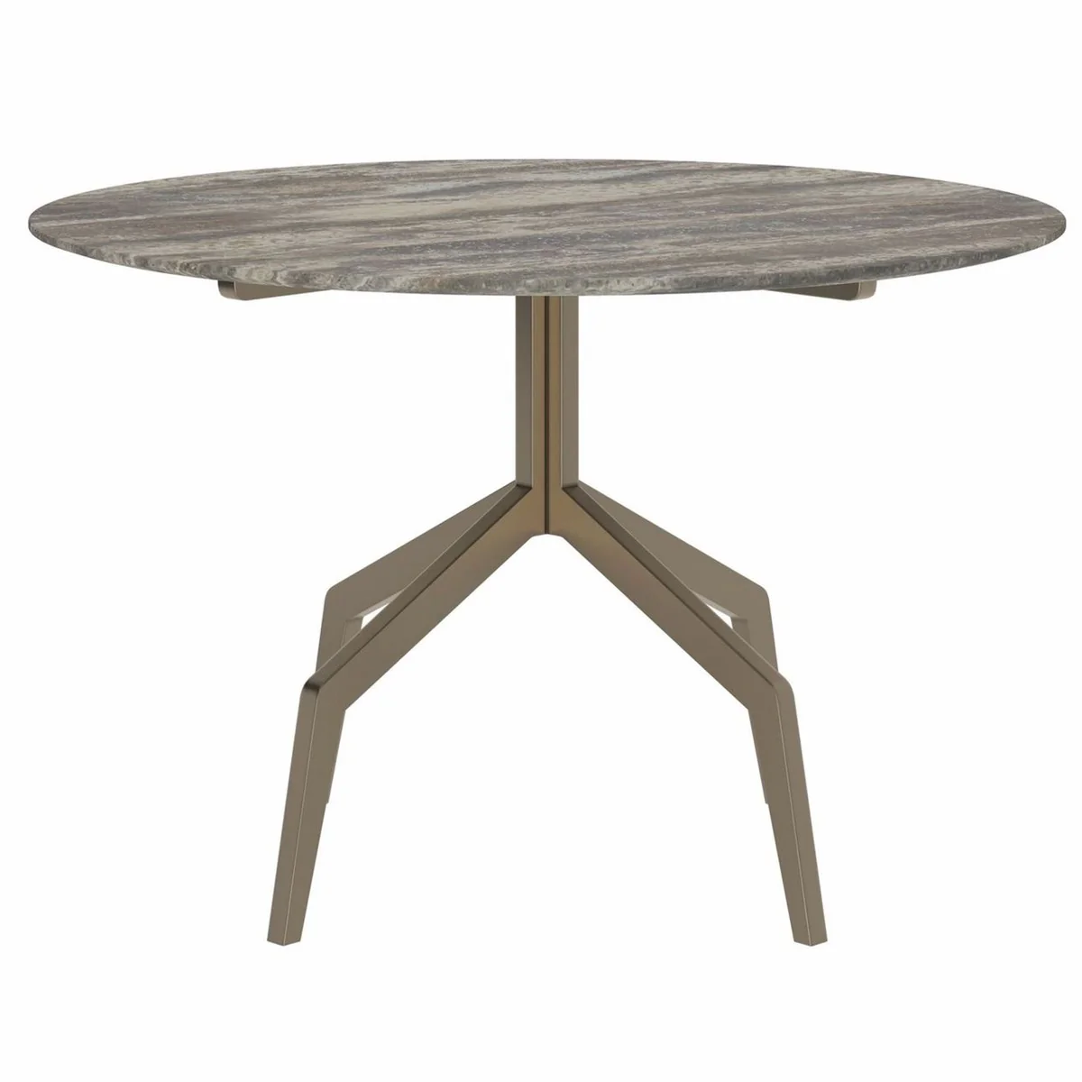 Luxury dining table with travertine table top gray / bronze Ø 120 cm