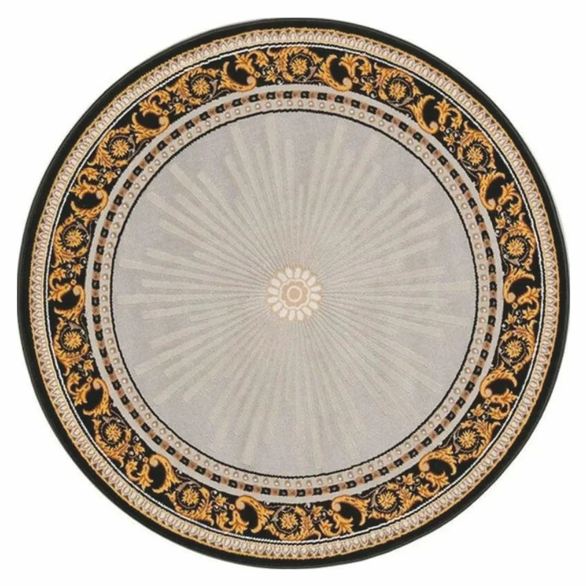 Luxury Baroque Living Room Carpet Gray / Black / Beige - Various Sizes