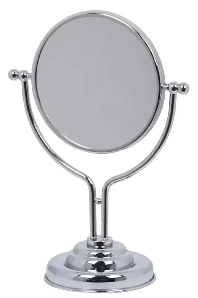 Luxury cosmetic table mirror silver 22.5 x 13 x H. 31 cm - Round adjustable bathroom make-up mirror - Bathroom accessories - Luxury quality - Made in Italy