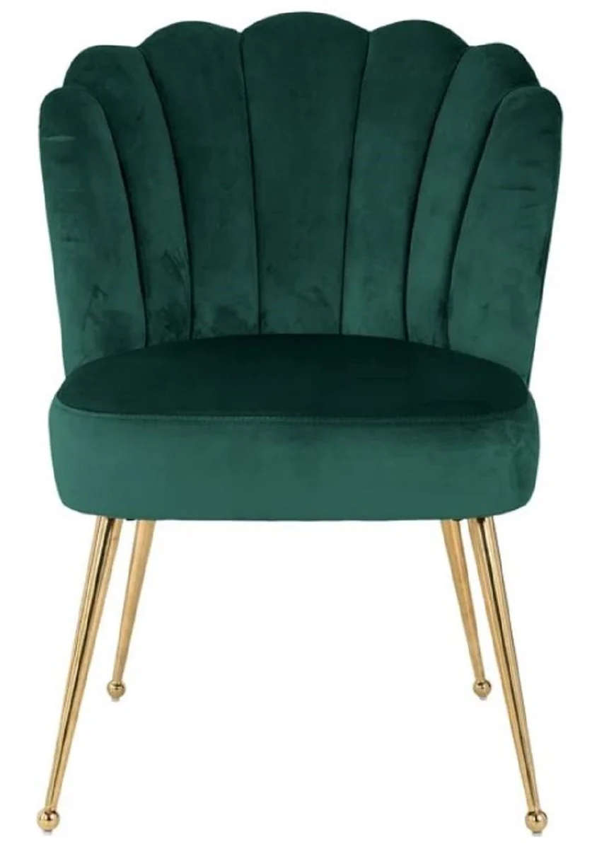 Luxury velvet dining room chair green / gold 66 x 64 x H. 86 cm - kitchen chair with velvet fabric - dining room furniture - kitchen furniture - luxury furniture