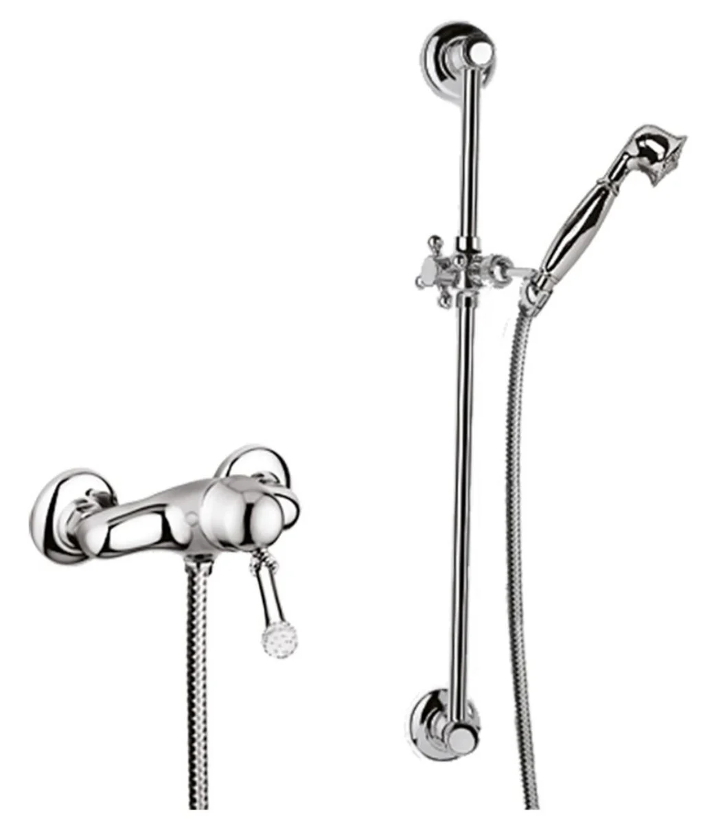 Luxury exposed single lever shower mixer with Swarovski crystal glass silver - bathroom shower set with shower rail