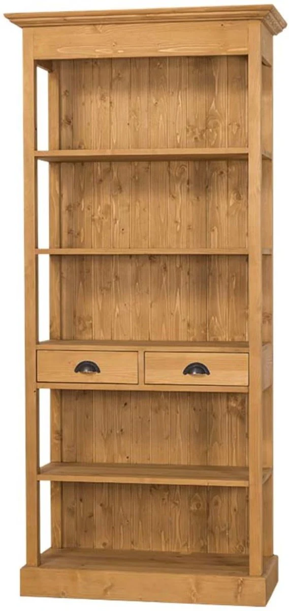 Country house style shelf cabinet natural colors 90 x 39 x H. 197 cm - country house style cabinet with 2 drawers