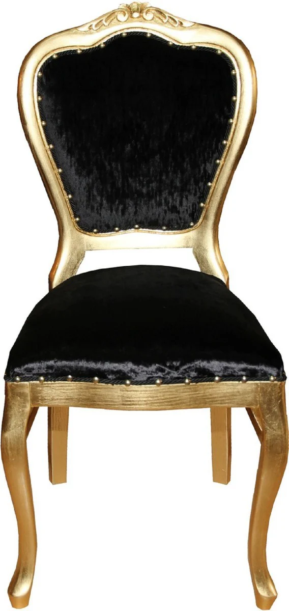 Luxury Baroque dining room set black / gold 45 x 46 x H. 99 cm - 4 handmade dining chairs - Baroque dining room furniture