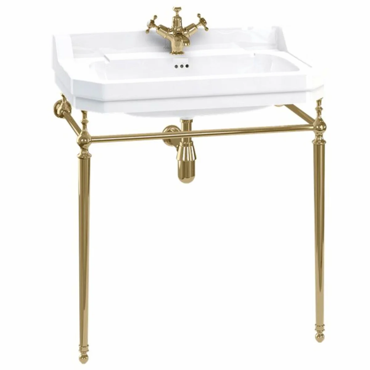 Luxury Art Nouveau washbasin white / gold 80 x 51 x H. 90 cm - bathroom furniture