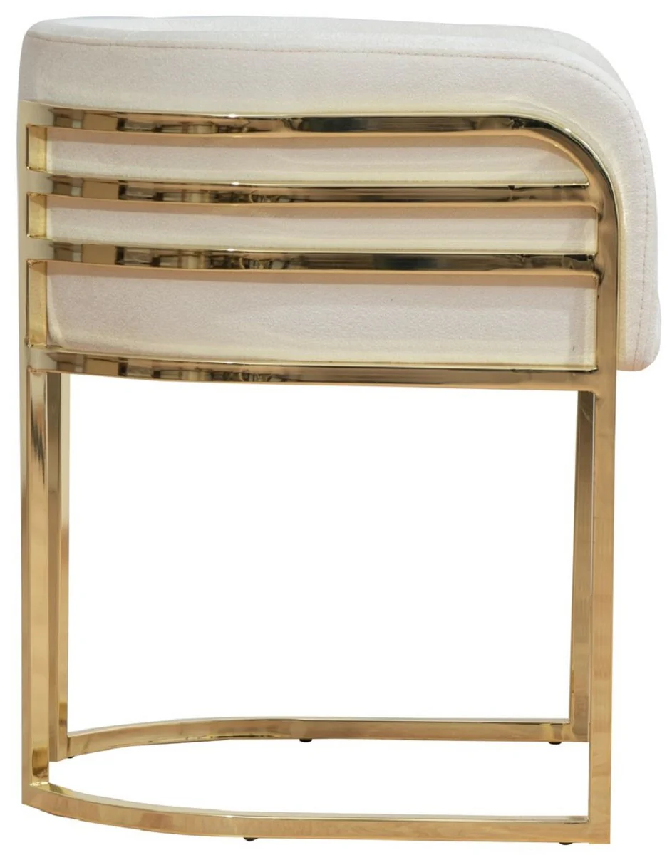 Luxury dining room chair with armrests cream / gold H. 74 cm