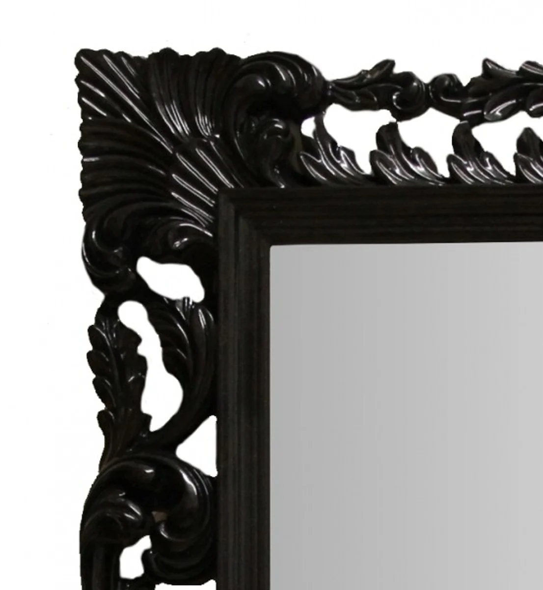 Baroque wall mirror black piano lacquer, height 117 cm, width 87 cm - noble & magnificent