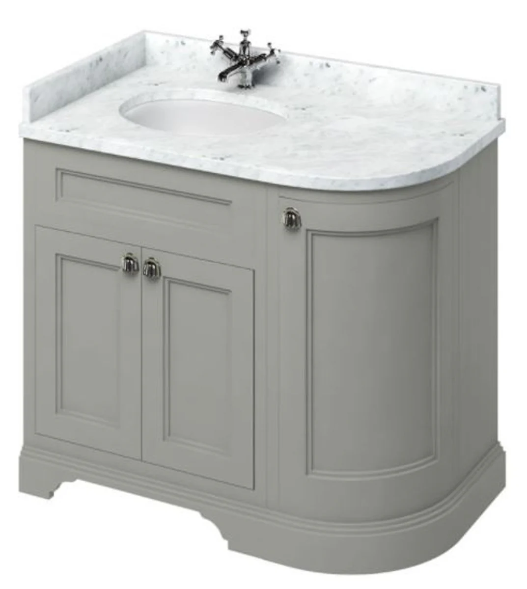 Wash cabinet / vanity unit with marble top and 3 doors - antique style furniture