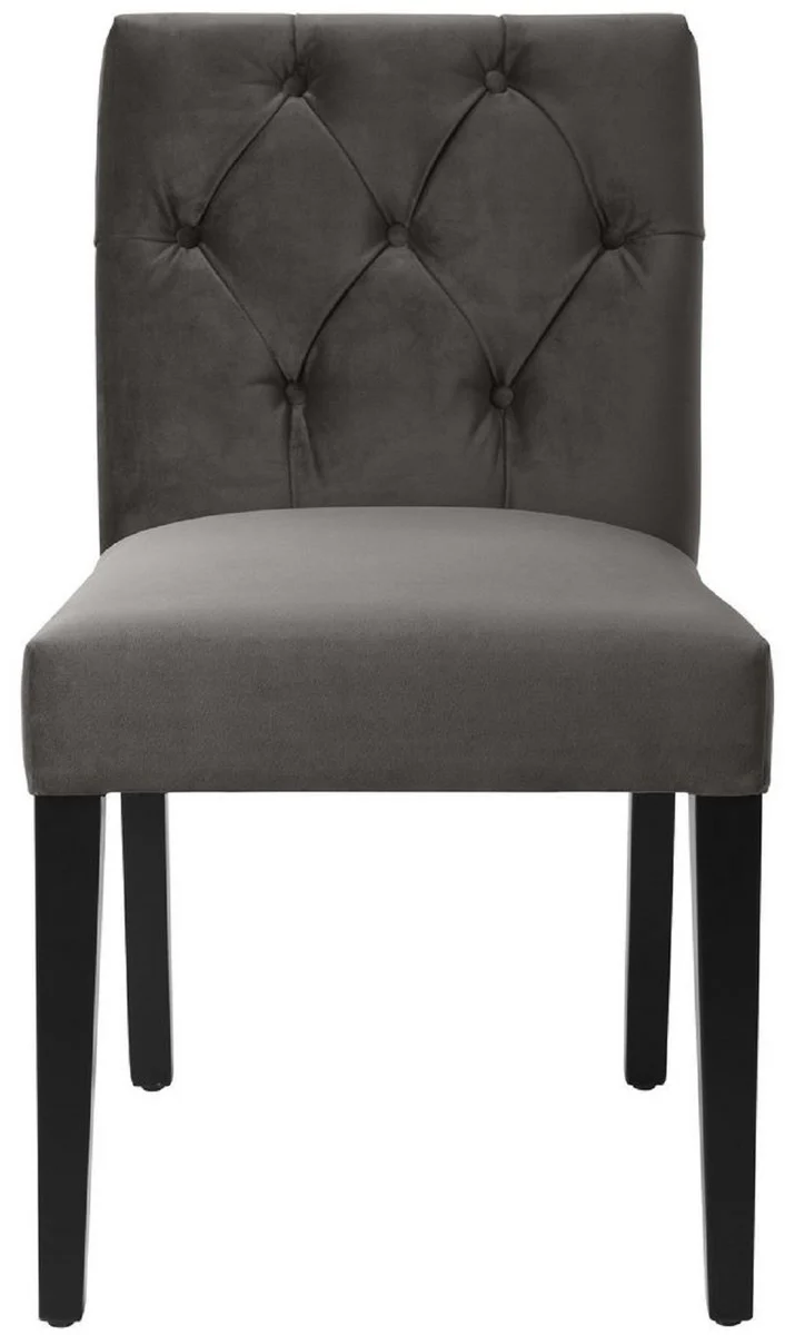 Luxury dining room chair gray / black 51 x 64 x H. 90 cm - Chesterfield kitchen chair with elegant velvet fabric - Luxury dining room furniture