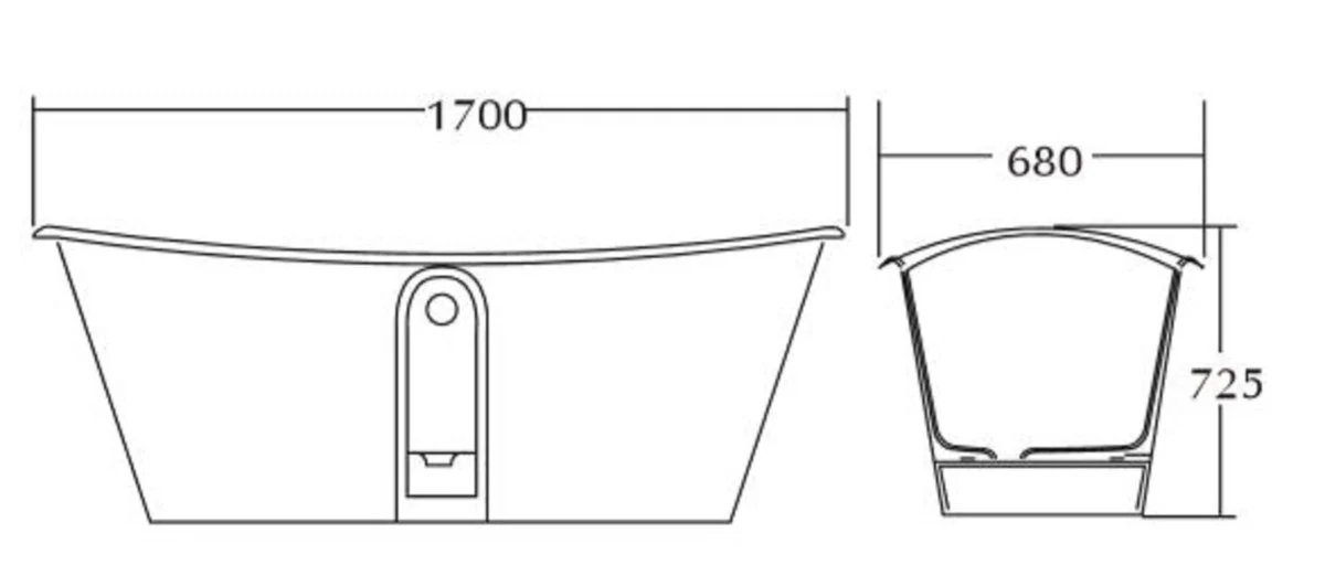 Luxury Art Nouveau bathtub gray / white 170 x 68 x H. 72.5 cm - Freestanding bathtub - Bathroom furniture