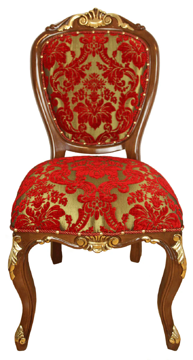 Luxury Baroque Dining Room Chair Red / Gold / Brown Antique Look 54 x 57 x H. 107 cm - Luxury Hotel Furniture - Made in Italy