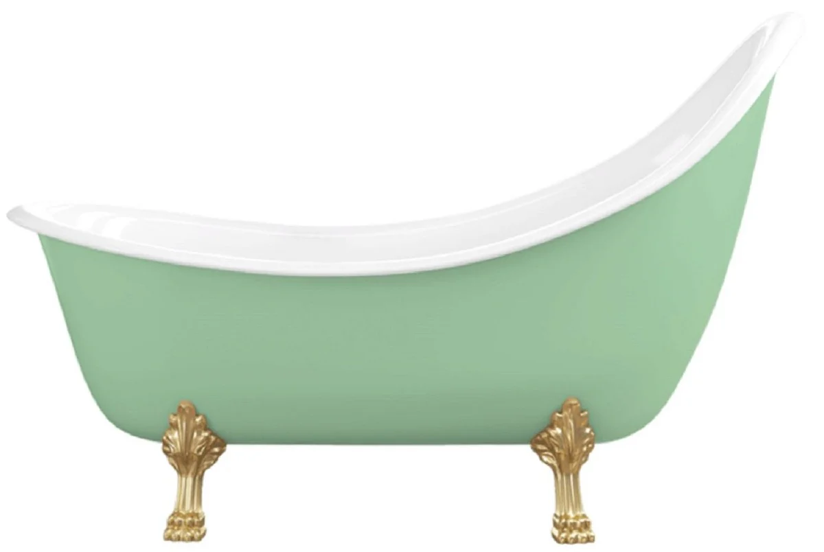 Art Nouveau bathtub light green / white / gold 180 cm - Freestanding retro style bathtub