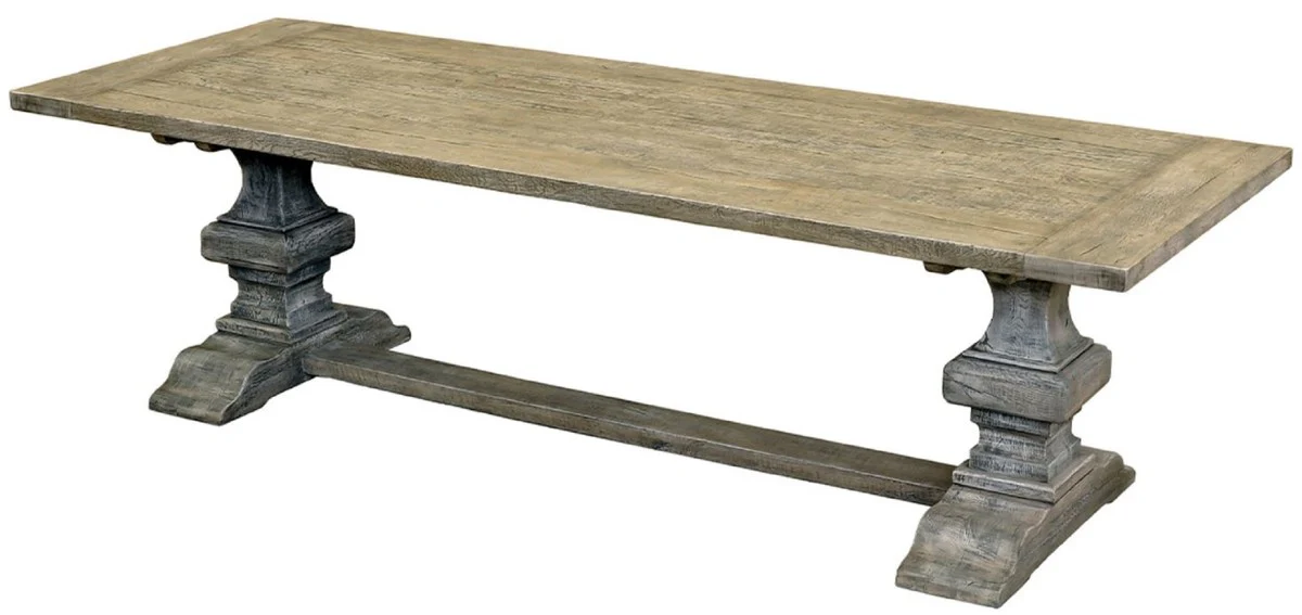 Country Style Solid Wood Dining Table Rustic Gray - Various Sizes - Rectangular Oak Wood Kitchen Table - Solid Wood Dining Room Furniture - Country Style Dining Room Furniture