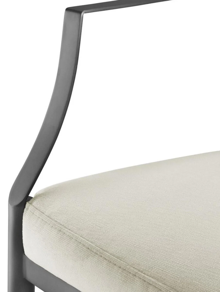 Dining room chair with armrests matt silver / light gray 60.5 x 60 x H. 91 cm - Luxury dining room furniture