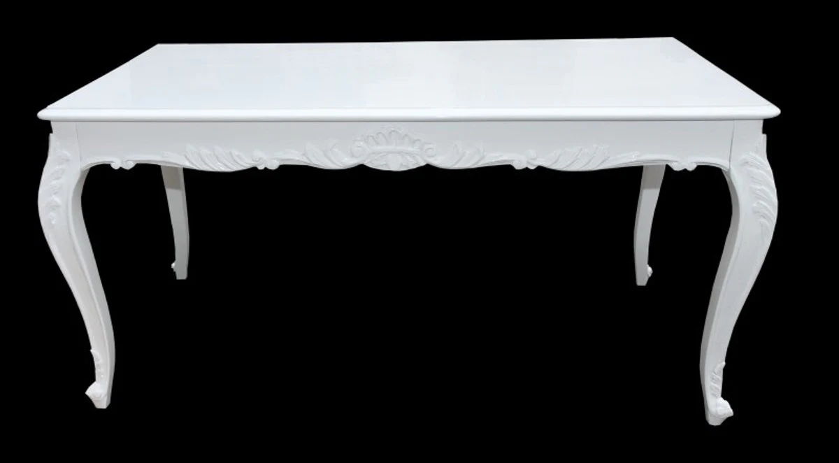 Baroque dining table white glossy 140 cm