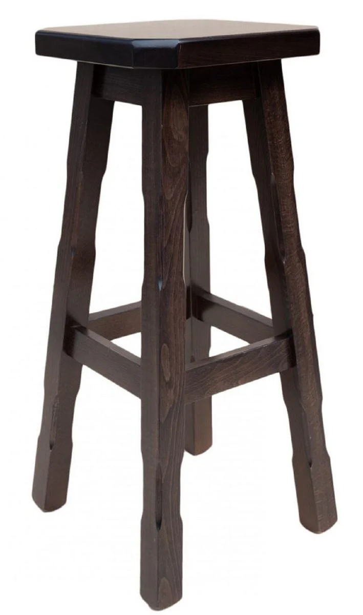 Country house style bar stool dark brown H. 80 cm - solid wood bar furniture