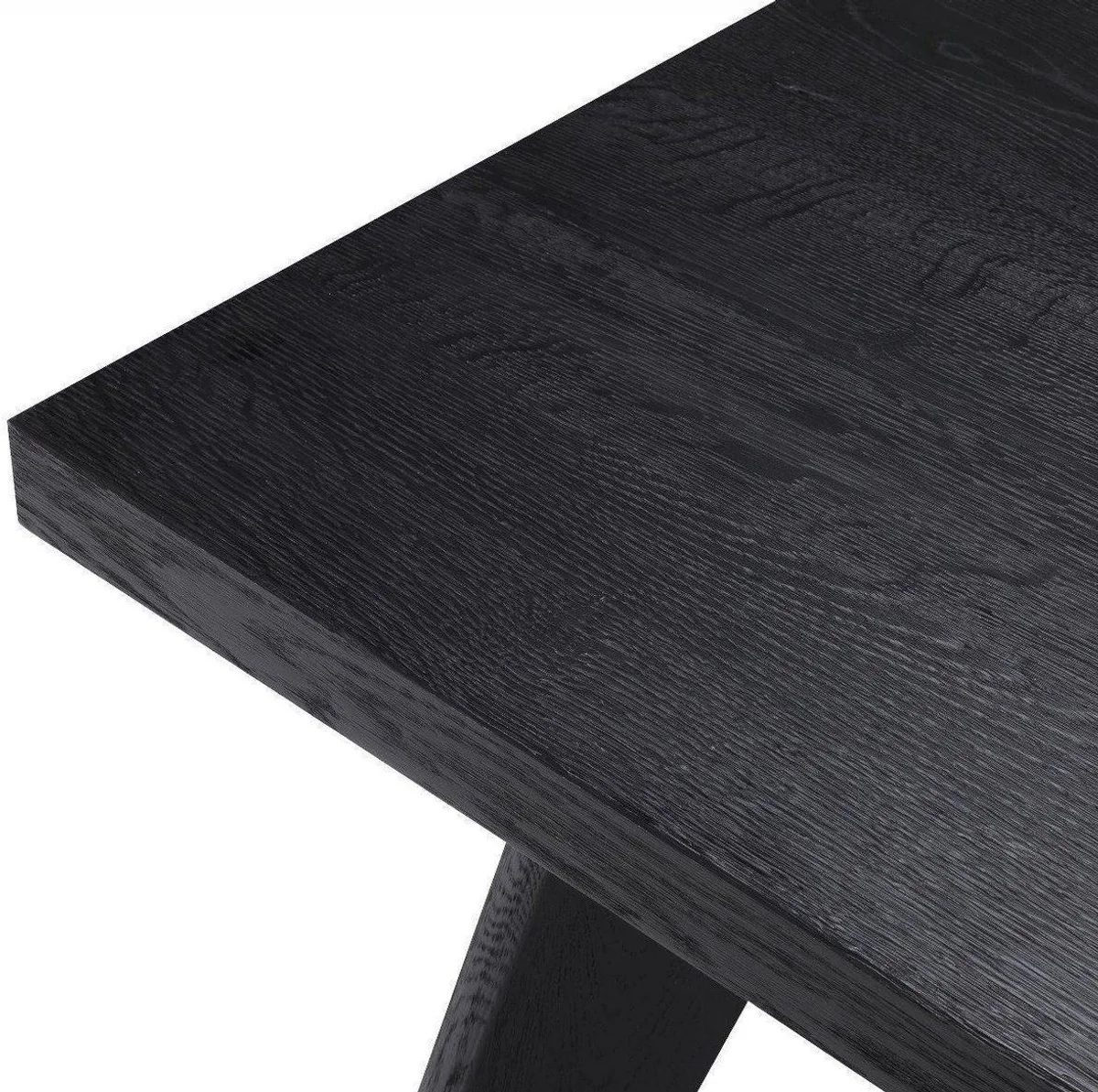 Luxury solid wood dining table black 240 x 100 x H. 76 cm - Rectangular oak wood kitchen table - Luxury solid wood dining room furniture