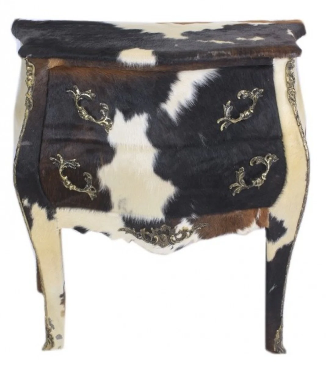 Baroque chest of drawers cowhide black / white 100 cm - furniture antique style