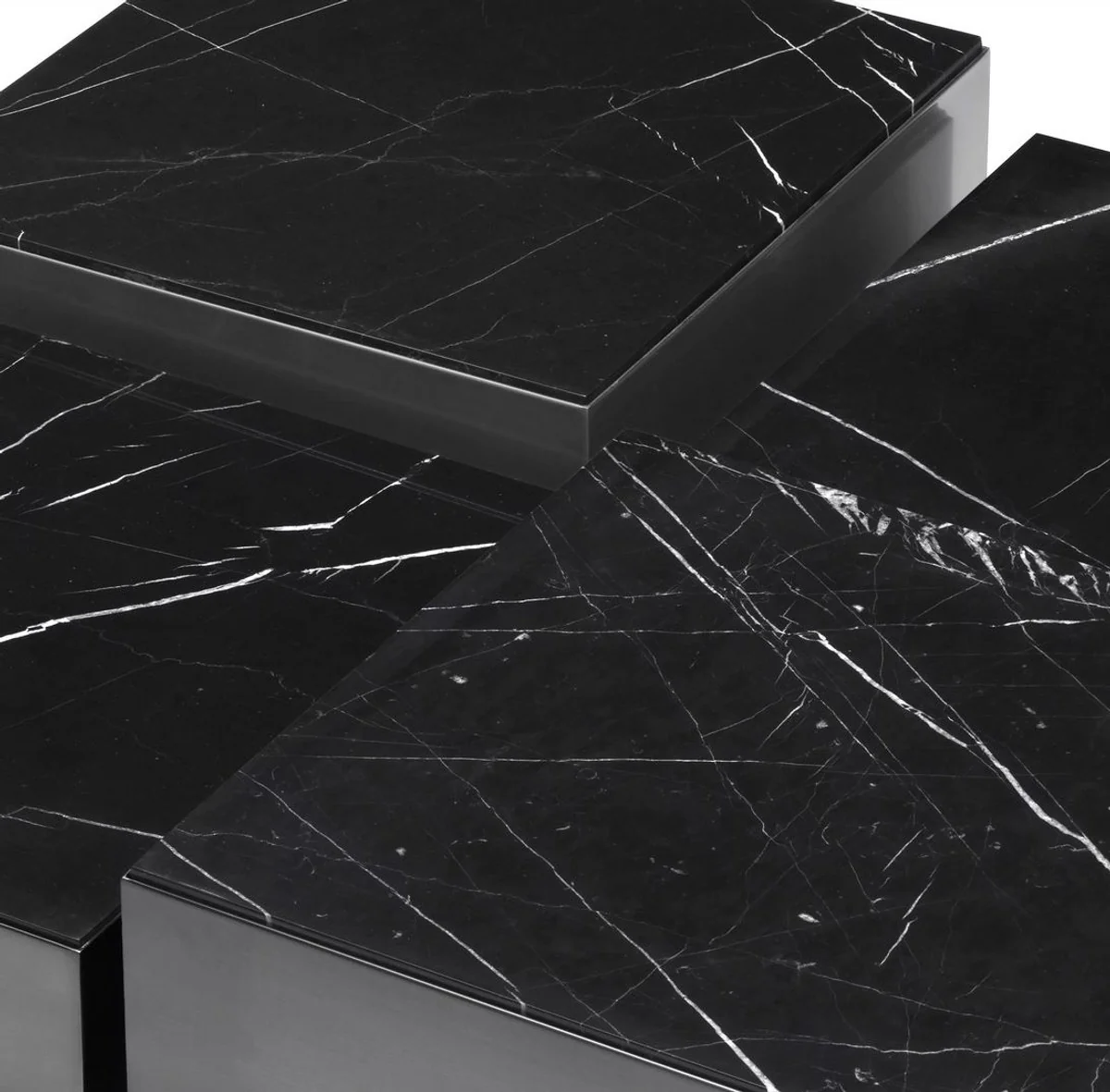 Luxury stainless steel coffee table set with marble table tops bronze / black - living room furniture - luxury furniture - luxury collection