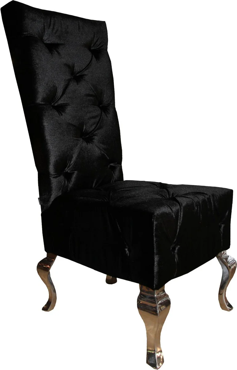 Designer dining room chair black / silver - luxury quality - high-back chair