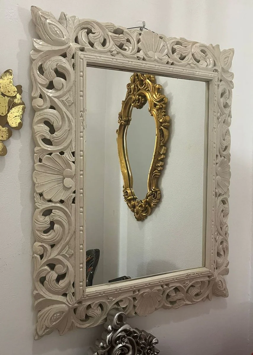 Barock Spiegel / Wandspiegel Weiß H. 80 cm - Barockstil Möbel