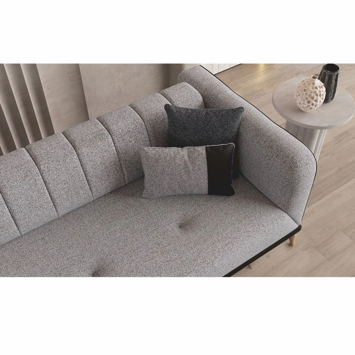Luxury sofa bed with adjustable backrest gray / black / natural 229 cm